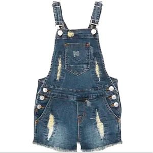 Hudson Jeans Toddler Girl's Distressed Denim Bib Overall Shortalls